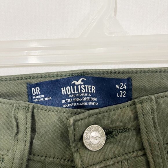 NEW Hollister Ultra High Rise Boot Cut Jeans Green Denim - Size 24x32 - Picture 5 of 8